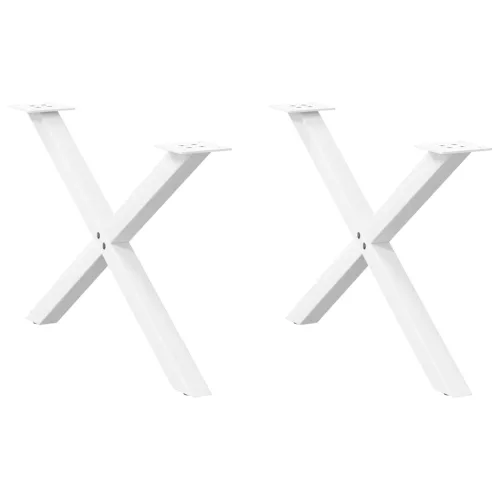  2 db fehér, X alakú dohányzóasztal láb 70 x (42-43) cm acél