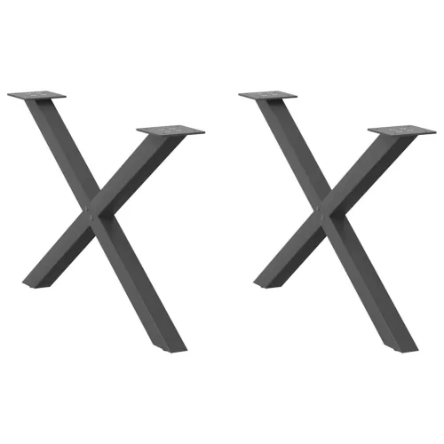  2 db antracitszürke X-alakú acél dohányzóasztal láb 70 x (42-43) cm
