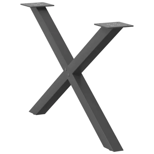  2 db antracitszürke X-alakú acél dohányzóasztal láb 70 x (42-43) cm