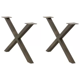    2 db X alakú natúr acél dohányzóasztal láb 70 x (42-43) cm
