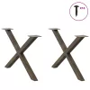  2 db X alakú natúr acél dohányzóasztal láb 70 x (42-43) cm