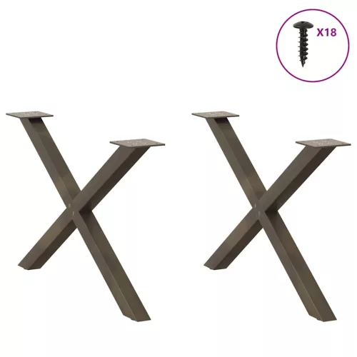  2 db X alakú natúr acél dohányzóasztal láb 70 x (42-43) cm
