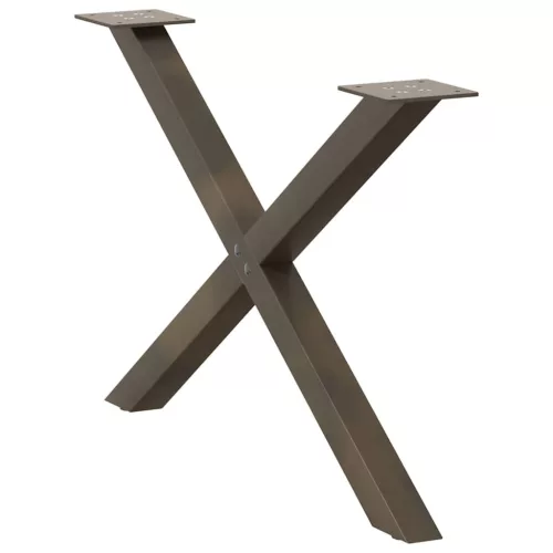  2 db X alakú natúr acél dohányzóasztal láb 70 x (42-43) cm
