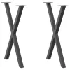  2 db antracitszürke X-alakú acél étkezőasztalláb 50x(72-73) cm