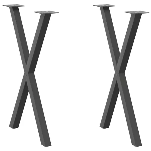  2 db antracitszürke X-alakú acél étkezőasztalláb 50x(72-73) cm