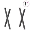  2 db antracitszürke X-alakú acél étkezőasztalláb 50x(72-73) cm