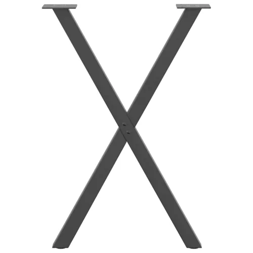  2 db antracitszürke X-alakú acél étkezőasztalláb 50x(72-73) cm