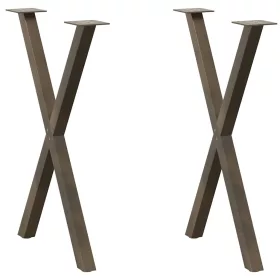    2 db X alakú étkezőasztal láb natúr acél 50x(72-73) cm