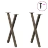  2 db X alakú étkezőasztal láb natúr acél 50x(72-73) cm