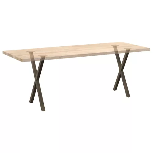  2 db X alakú étkezőasztal láb natúr acél 50x(72-73) cm