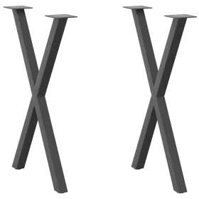    2 db antracitszürke X-alakú acél étkezőasztalláb 57x(72-73) cm