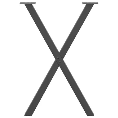  2 db antracitszürke X-alakú acél étkezőasztalláb 57x(72-73) cm