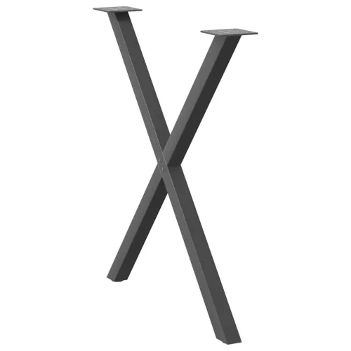  2 db antracitszürke X-alakú acél étkezőasztal láb 70x(72-73) cm