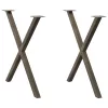  2 db X alakú étkezőasztal láb natúr acélból 70 x (72-73) cm
