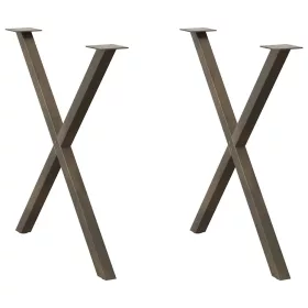    2 db X alakú étkezőasztal láb natúr acélból 70 x (72-73) cm