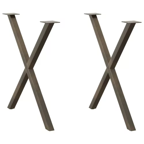  2 db X alakú étkezőasztal láb natúr acélból 70 x (72-73) cm