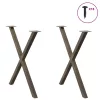  2 db X alakú étkezőasztal láb natúr acélból 70 x (72-73) cm