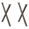  2 db X alakú étkezőasztal láb natúr acél 80x(72-73) cm acél