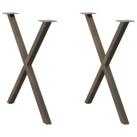    2 db X alakú étkezőasztal láb natúr acél 80x(72-73) cm acél