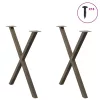  2 db X alakú étkezőasztal láb natúr acél 80x(72-73) cm acél