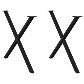    2 db X alakú étkezőasztal láb fekete, 90 x (72-73) cm acél