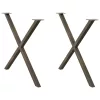  2 db X alakú étkezőasztal láb natúr acél 90 x (72-73) cm acél
