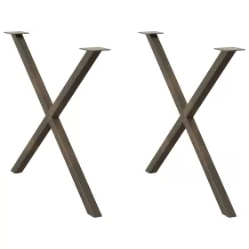    2 db X alakú étkezőasztal láb natúr acél 90 x (72-73) cm acél