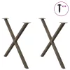  2 db X alakú étkezőasztal láb natúr acél 90 x (72-73) cm acél