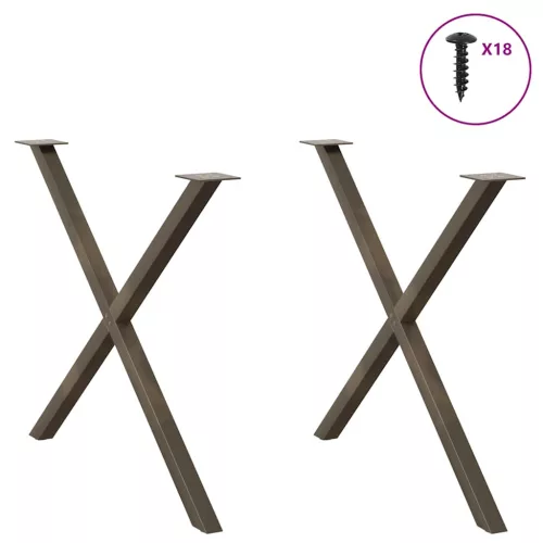  2 db X alakú étkezőasztal láb natúr acél 90 x (72-73) cm acél