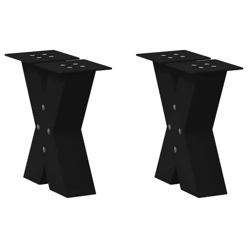  2 db fekete, X alakú acél dohányzóasztal láb 30 x (30-31) cm