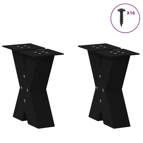  2 db fekete, X alakú acél dohányzóasztal láb 30 x (30-31) cm