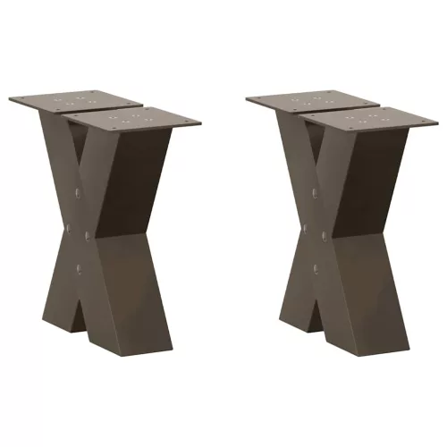  2 db X alakú natúr acél dohányzóasztal láb 30x(30-31) cm