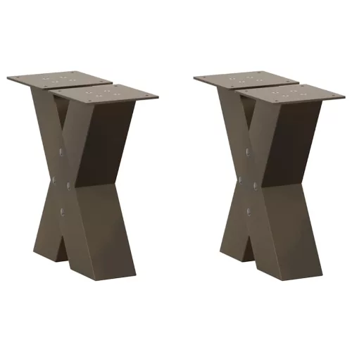  2 db X alakú natúr acél dohányzóasztal láb 40x(30-31) cm