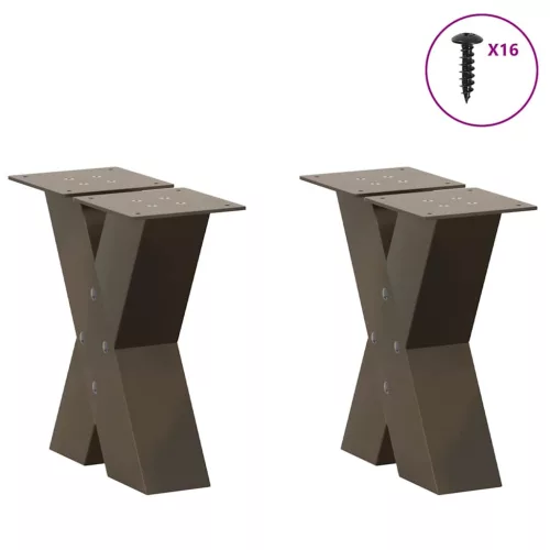  2 db X alakú natúr acél dohányzóasztal láb 40x(30-31) cm