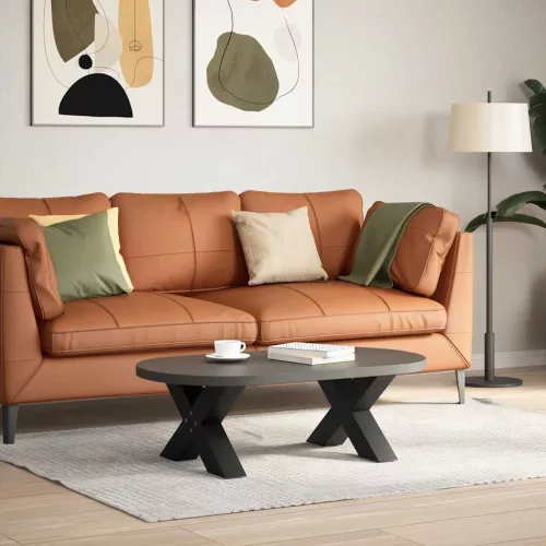  2 db fekete, X alakú acél dohányzóasztal láb 50 x (30-31) cm