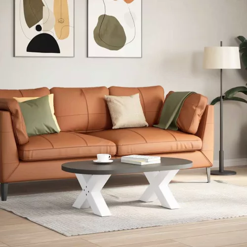  2 db fehér, X alakú acél dohányzóasztal láb 50 x (30-31) cm