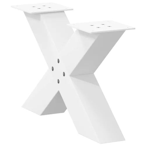  2 db fehér, X alakú acél dohányzóasztal láb 50 x (30-31) cm