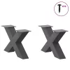  2 db antracitszürke X-alakú acél dohányzóasztal láb 50x(30-31) cm