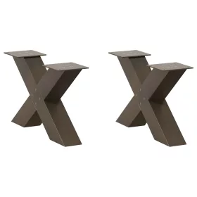    2 db X alakú natúr acél dohányzóasztal láb 50x(30-31) cm