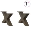  2 db X alakú natúr acél dohányzóasztal láb 50x(30-31) cm