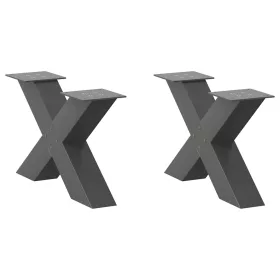   2 db antracitszürke X-alakú acél dohányzóasztal láb 60x(30-31) cm