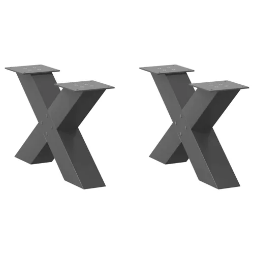  2 db antracitszürke X-alakú acél dohányzóasztal láb 60x(30-31) cm