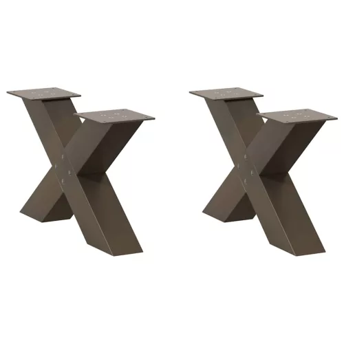  2 db X alakú natúr acél dohányzóasztal láb 60 x (30-31) cm