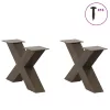  2 db X alakú natúr acél dohányzóasztal láb 60 x (30-31) cm