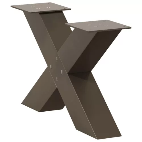  2 db X alakú natúr acél dohányzóasztal láb 60 x (30-31) cm