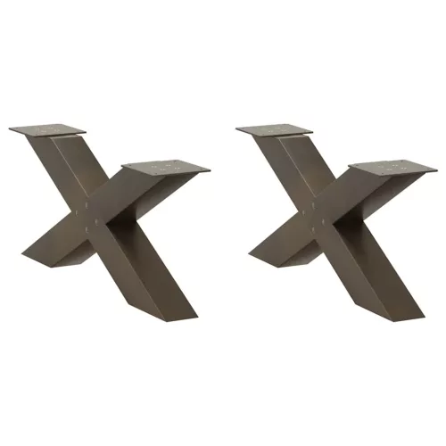  2 db X alakú natúr acél dohányzóasztal láb 70x(30-31) cm