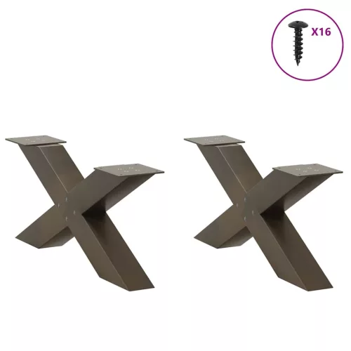  2 db X alakú natúr acél dohányzóasztal láb 70x(30-31) cm