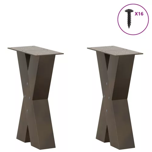  2 db X alakú natúr acél dohányzóasztal láb 28 x (42-43) cm