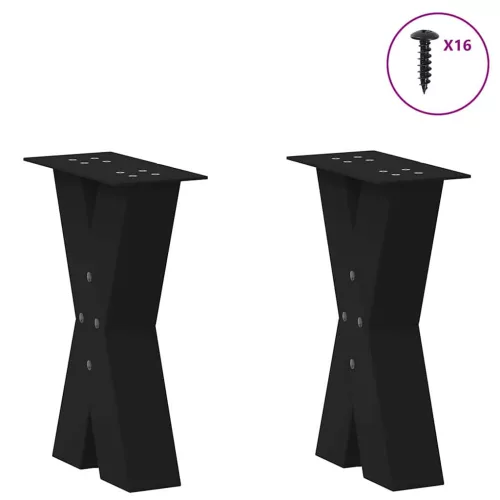  2 db fekete, X alakú acél dohányzóasztal láb 38 x (42-43) cm