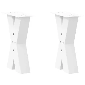    2 db fehér, X alakú dohányzóasztal láb, 38 x (42-43) cm, acél